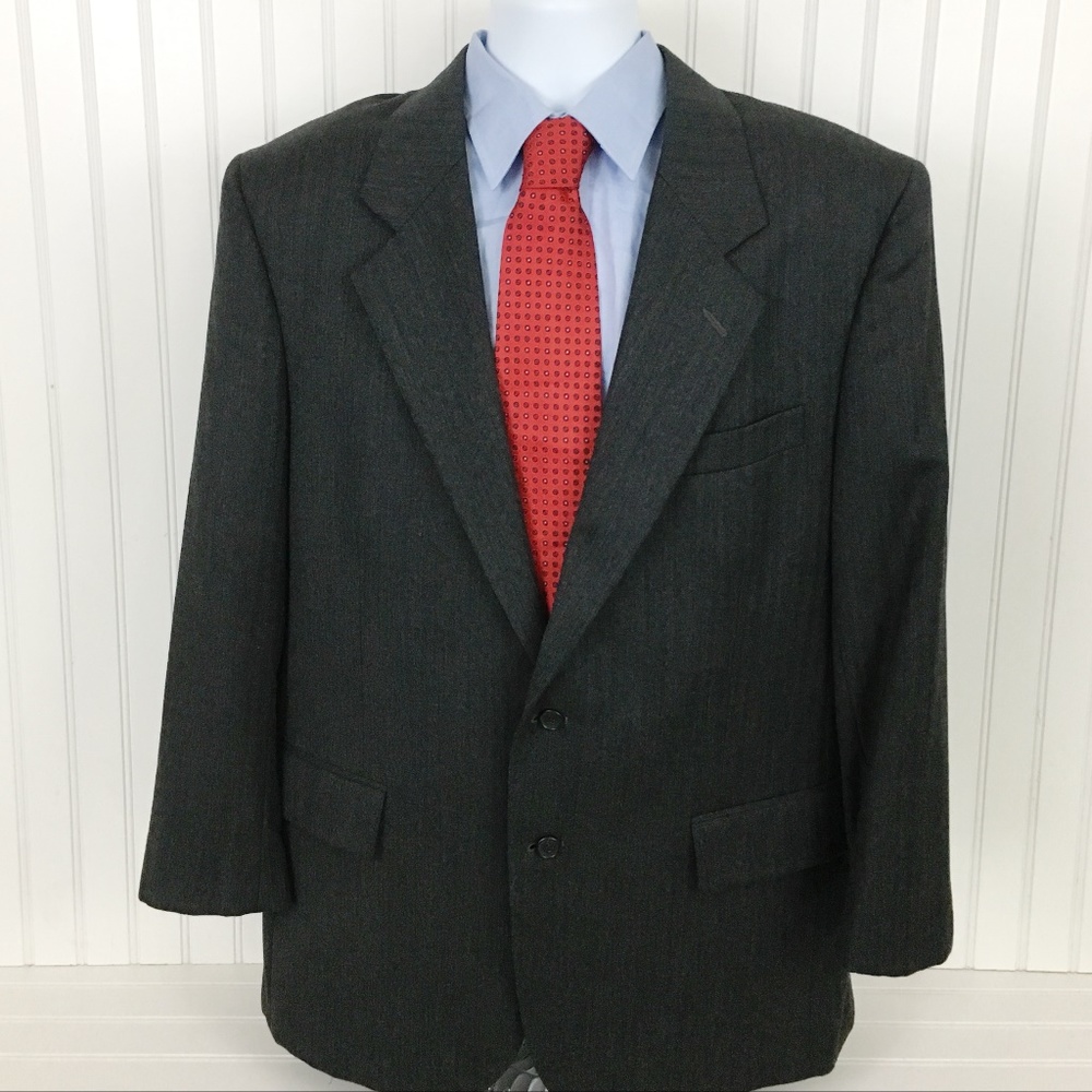 JoS. A. Bank Charcoal Herringbone Blazer 44R MINT!
